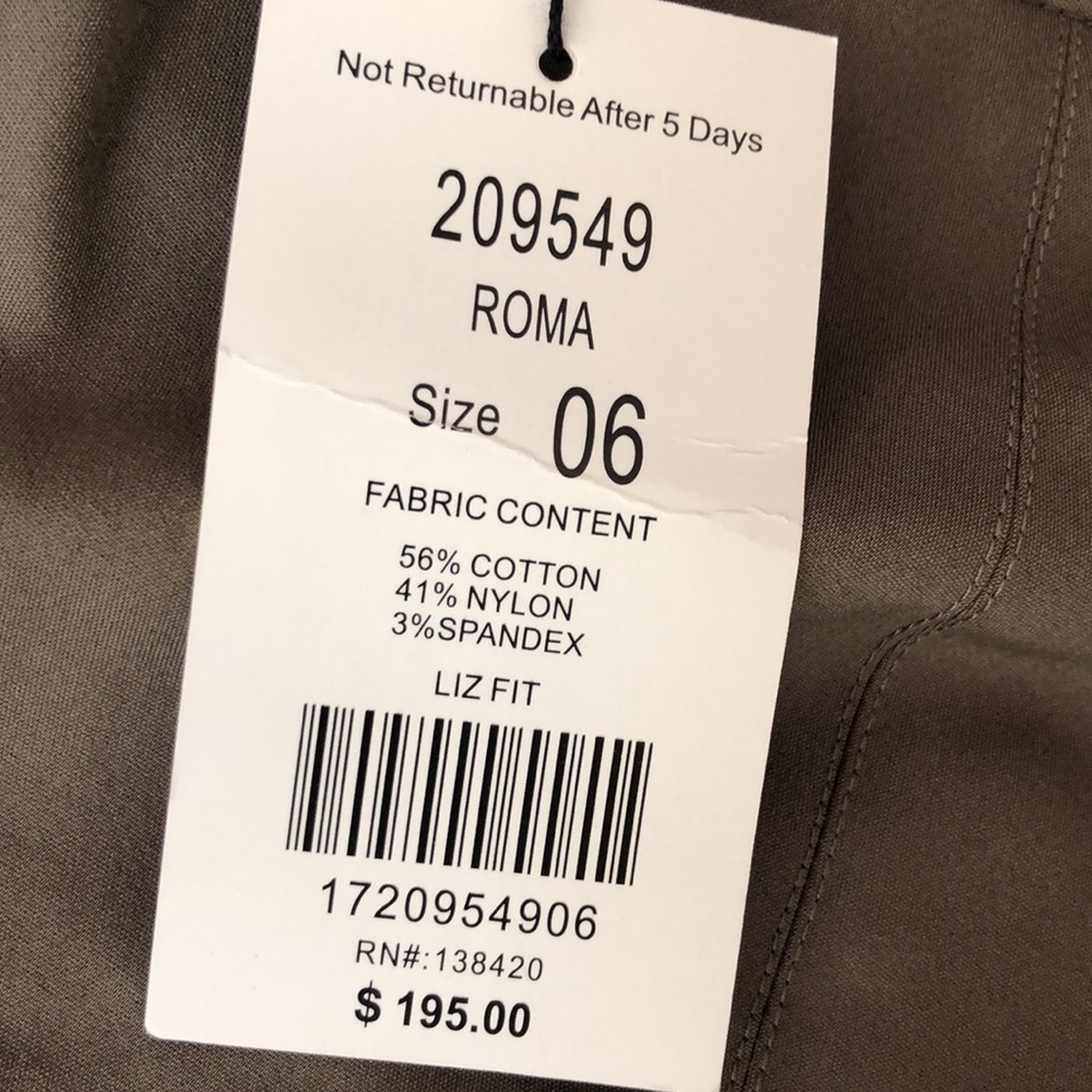 $195 Tags | ETCETERA luxury Pants-6 | luxury Olive Green pants 6 | NWT luxury 6 - Picture 6 of 6
